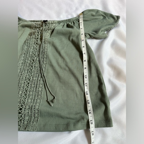 H&M Divided Sage Green Lace Crochet Tassel Babydoll Blouse Top - Picture 4 of 4